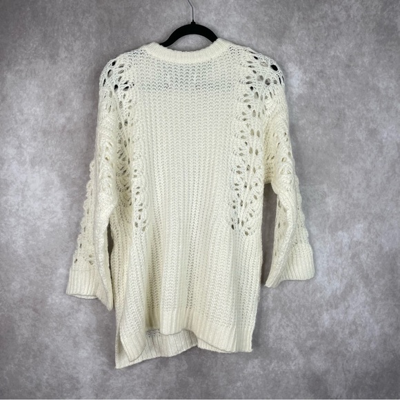 Pilcro x Anthropologie Devenne Pointelle Pullover Ivory Sweater Women's Size XS - Picture 4 of 9